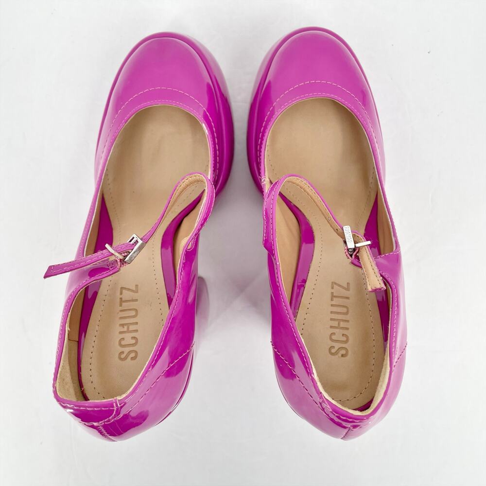 Schutz Womens Zayne Platform Mary Janes US 7 EU 37 Pink Patent Leather NIB - Picture 8 of 10